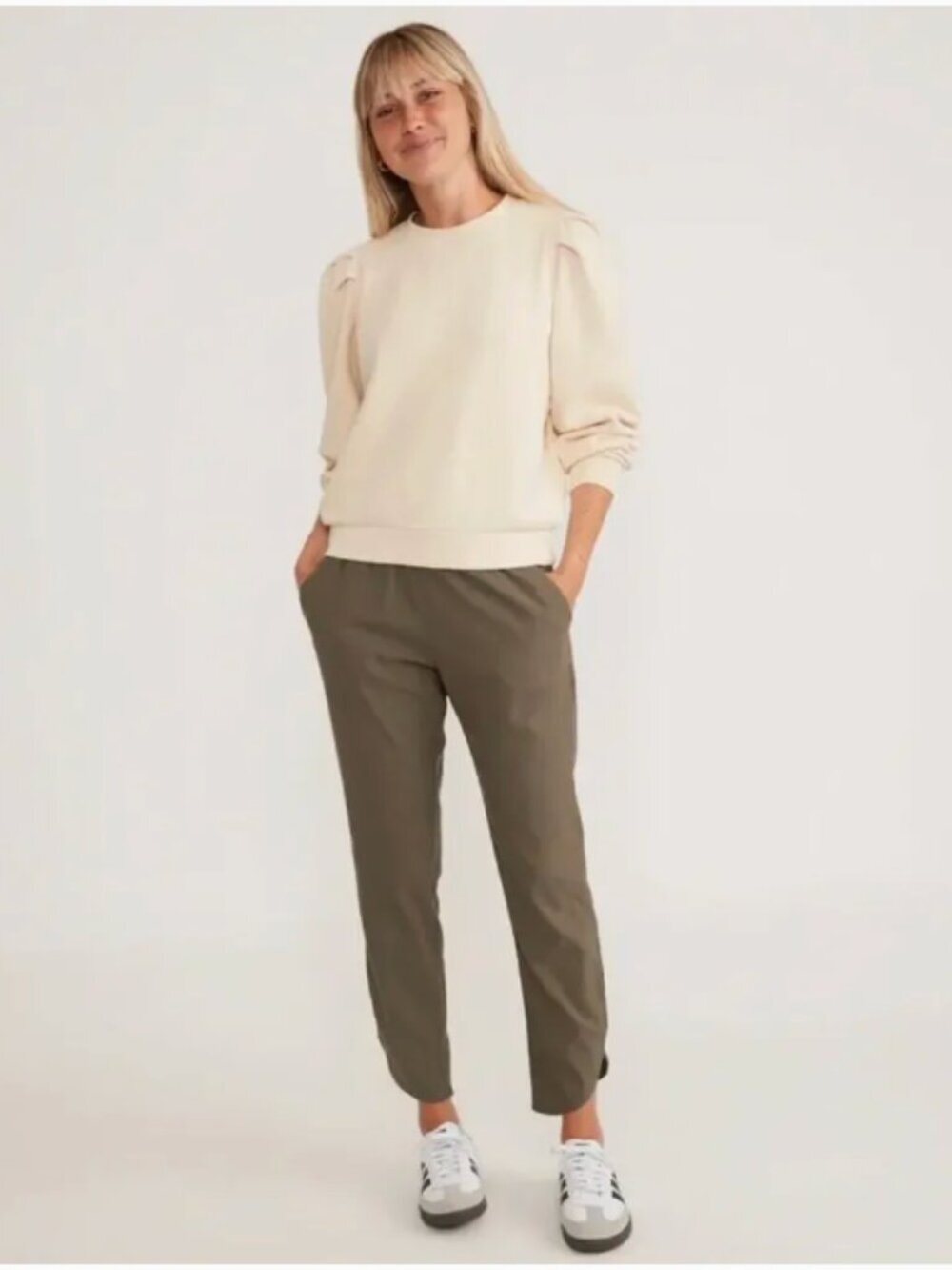 Marine Layer Olive Green Cropped Ankle Pants